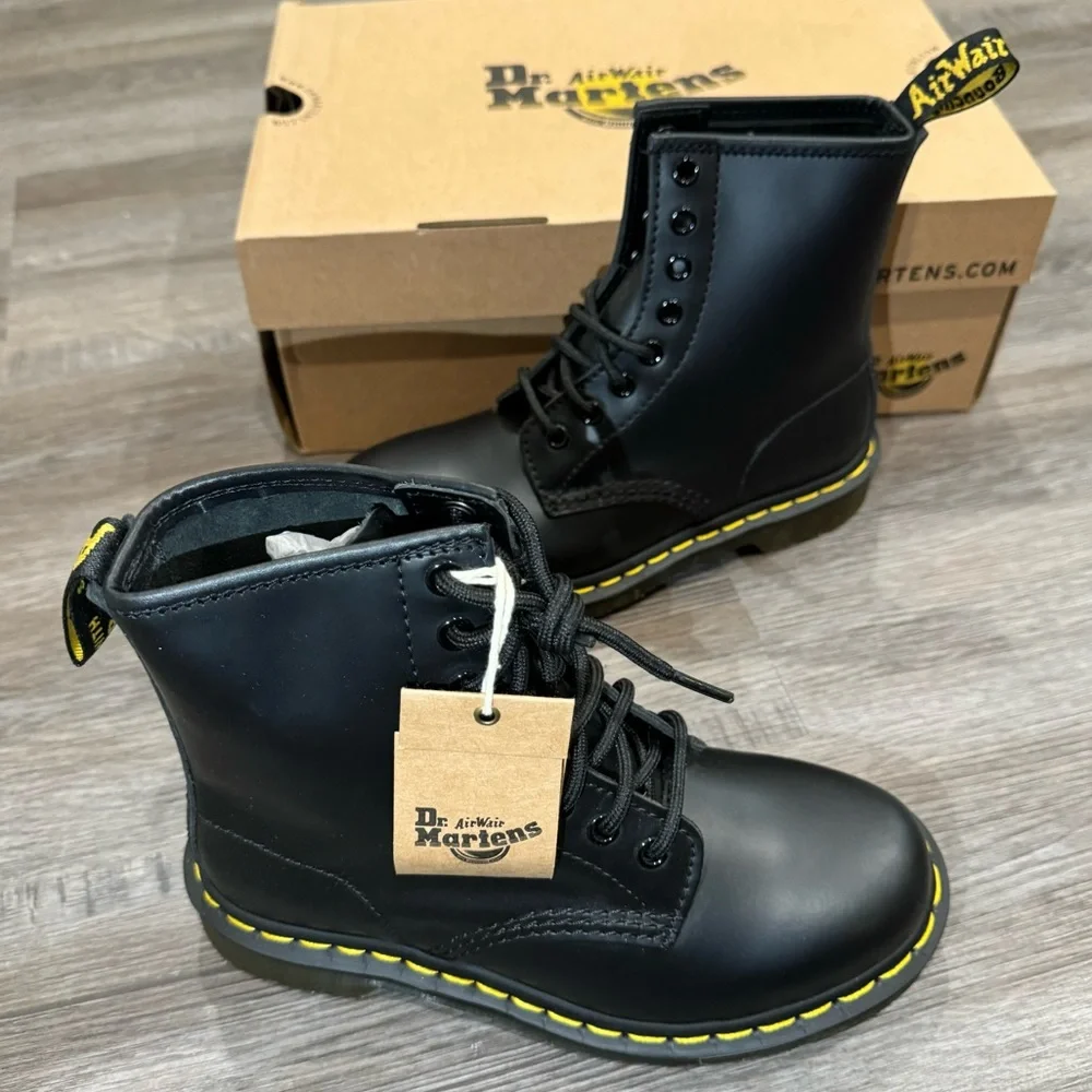 Dr Martens 1460 Black Smooth Leather Lace Up Combat Boots
